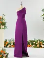 Sheath/Column One-Shoulder Splendid Satin Bridesmaid Dress With Slit