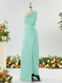 Sheath/Column One-Shoulder Splendid Satin Bridesmaid Dress With Slit