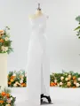 Sheath/Column One-Shoulder Splendid Satin Bridesmaid Dress With Slit