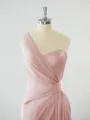 Sheath/Column Graceful One-Shoulder Silk like Satin Bridesmaid Dress With Slit
