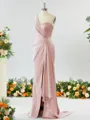 Sheath/Column Graceful One-Shoulder Silk like Satin Bridesmaid Dress With Slit