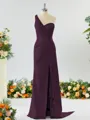 Sheath/Column Graceful One-Shoulder Silk like Satin Bridesmaid Dress With Slit