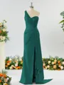 Sheath/Column Graceful One-Shoulder Silk like Satin Bridesmaid Dress With Slit