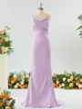 Sheath/Column Grand Square Open Back Silk like Satin Bridesmaid Dress