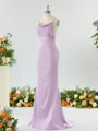 Sheath/Column Grand Square Open Back Silk like Satin Bridesmaid Dress