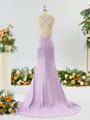 Sheath/Column Grand Square Open Back Silk like Satin Bridesmaid Dress