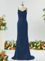 Sheath/Column Grand Square Open Back Silk like Satin Bridesmaid Dress
