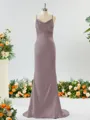 Sheath/Column Grand Square Open Back Silk like Satin Bridesmaid Dress