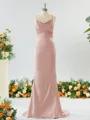 Sheath/Column Grand Square Open Back Silk like Satin Bridesmaid Dress
