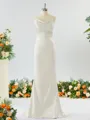 Sheath/Column Grand Square Open Back Silk like Satin Bridesmaid Dress