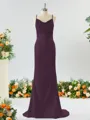 Sheath/Column Grand Square Open Back Silk like Satin Bridesmaid Dress