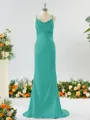 Sheath/Column Grand Square Open Back Silk like Satin Bridesmaid Dress