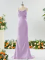 Sheath/Column Grand Square Open Back Silk like Satin Bridesmaid Dress