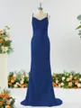 Sheath/Column Grand Square Open Back Silk like Satin Bridesmaid Dress