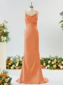 Sheath/Column Grand Square Open Back Silk like Satin Bridesmaid Dress
