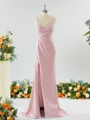 Sheath/Column Enchanting V-neck Stretch Crepe Bridesmaid Dress With Slit