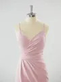 Sheath/Column Enchanting V-neck Stretch Crepe Bridesmaid Dress With Slit