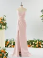 Sheath/Column Enchanting V-neck Stretch Crepe Bridesmaid Dress With Slit