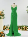 Sheath/Column Enchanting V-neck Stretch Crepe Bridesmaid Dress With Slit