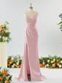 Sheath/Column Enchanting V-neck Stretch Crepe Bridesmaid Dress With Slit