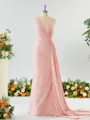 Sheath/Column Breathtaking One-Shoulder Chiffon Bridesmaid Dress With Slit