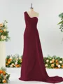 Sheath/Column Breathtaking One-Shoulder Chiffon Bridesmaid Dress With Slit