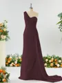Sheath/Column Breathtaking One-Shoulder Chiffon Bridesmaid Dress With Slit