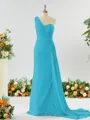 Sheath/Column Breathtaking One-Shoulder Chiffon Bridesmaid Dress With Slit