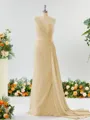 Sheath/Column Breathtaking One-Shoulder Chiffon Bridesmaid Dress With Slit