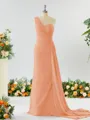 Sheath/Column Breathtaking One-Shoulder Chiffon Bridesmaid Dress With Slit