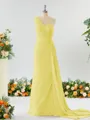 Sheath/Column Breathtaking One-Shoulder Chiffon Bridesmaid Dress With Slit