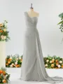 Sheath/Column Breathtaking One-Shoulder Chiffon Bridesmaid Dress With Slit