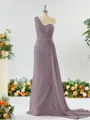 Sheath/Column Breathtaking One-Shoulder Chiffon Bridesmaid Dress With Slit