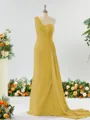 Sheath/Column Breathtaking One-Shoulder Chiffon Bridesmaid Dress With Slit