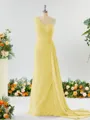 Sheath/Column Breathtaking One-Shoulder Chiffon Bridesmaid Dress With Slit