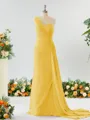 Sheath/Column Breathtaking One-Shoulder Chiffon Bridesmaid Dress With Slit