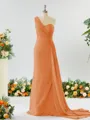 Sheath/Column Breathtaking One-Shoulder Chiffon Bridesmaid Dress With Slit