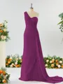 Sheath/Column Breathtaking One-Shoulder Chiffon Bridesmaid Dress With Slit