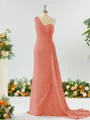 Sheath/Column Breathtaking One-Shoulder Chiffon Bridesmaid Dress With Slit