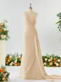 Sheath/Column Breathtaking One-Shoulder Chiffon Bridesmaid Dress With Slit