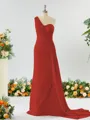 Sheath/Column Breathtaking One-Shoulder Chiffon Bridesmaid Dress With Slit