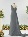 Sheath/Column Breathtaking One-Shoulder Chiffon Bridesmaid Dress With Slit