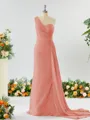 Sheath/Column Breathtaking One-Shoulder Chiffon Bridesmaid Dress With Slit