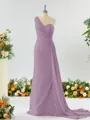 Sheath/Column Breathtaking One-Shoulder Chiffon Bridesmaid Dress With Slit