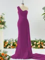 Gorgeous Sheath/Column One-Shoulder Jersey Bridesmaid Dress With Ruched