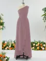 Luxurious A-line One-Shoulder Chiffon Bridesmaid Dress With Ruffles