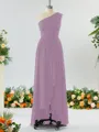 Luxurious A-line One-Shoulder Chiffon Bridesmaid Dress With Ruffles