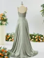 Show-stopping A-line Spaghetti Straps Silk Like Satin Bridesmaid Dress With Slit