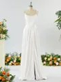 Show-stopping A-line Spaghetti Straps Silk Like Satin Bridesmaid Dress With Slit