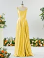 Show-stopping A-line Spaghetti Straps Silk Like Satin Bridesmaid Dress With Slit